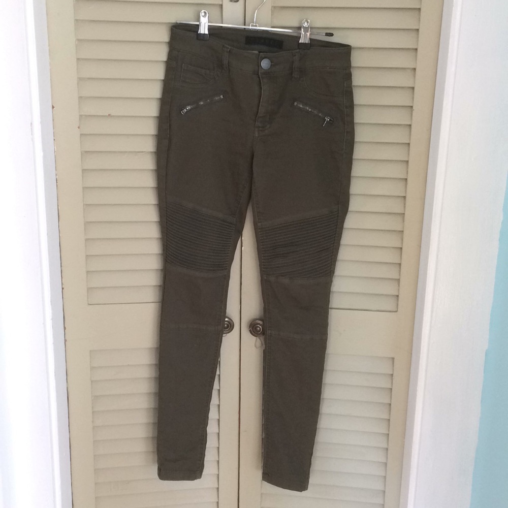 Tinsel olive moto detail skinny pants